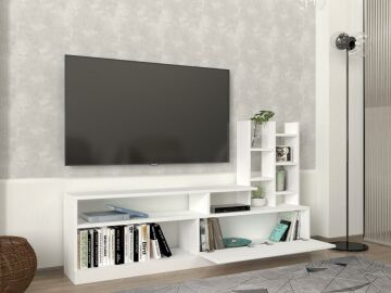 Dekorister Dolunay Kitaplıklı Tv Ünitesi Beyaz