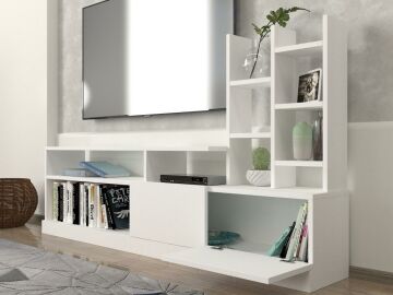 Dekorister Dolunay Kitaplıklı Tv Ünitesi Beyaz
