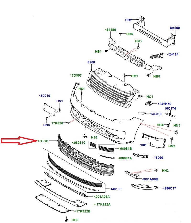 LR171635 Ön Tampon Izgarası Range Rover