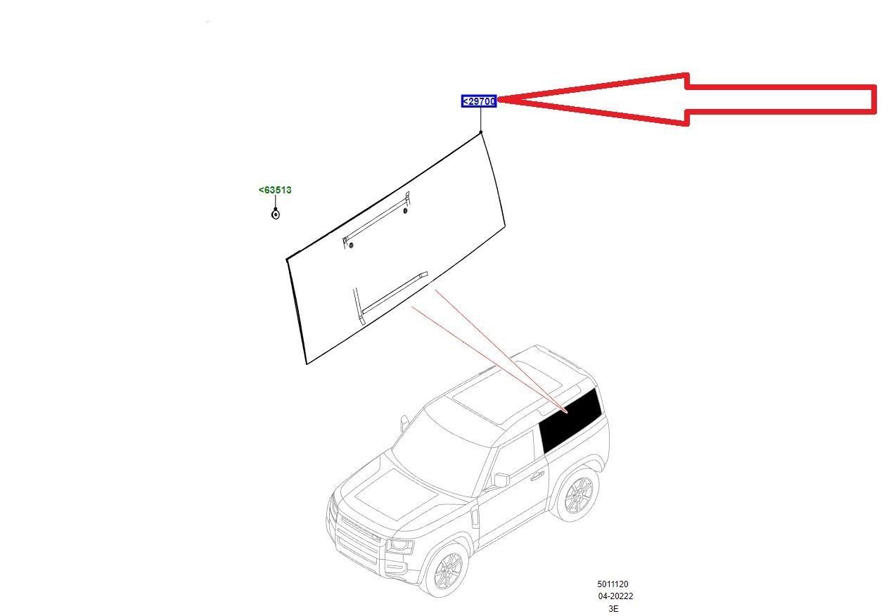 LR184784 Arka Yan Cam Sol Yeni Defender 90