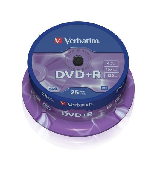 VERBATIM 43500 DVD+R 25 Spindle Matt Silver 16x 4.7GB