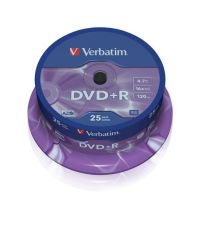 VERBATIM 43500 DVD+R 25 Spindle Matt Silver 16x 4.7GB