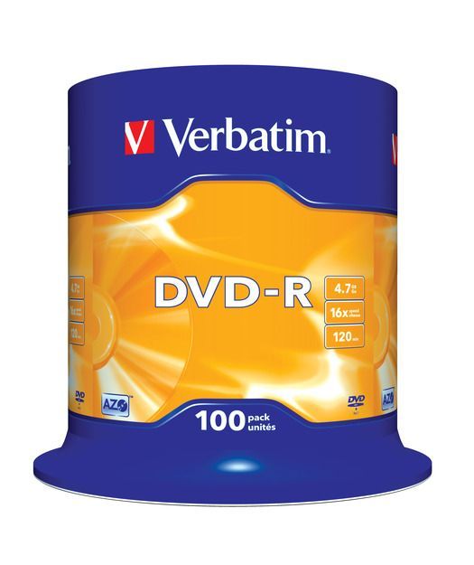 Verbatim 43549 DVD-R 100 Spindle Matt Silver 16x 4.7GB