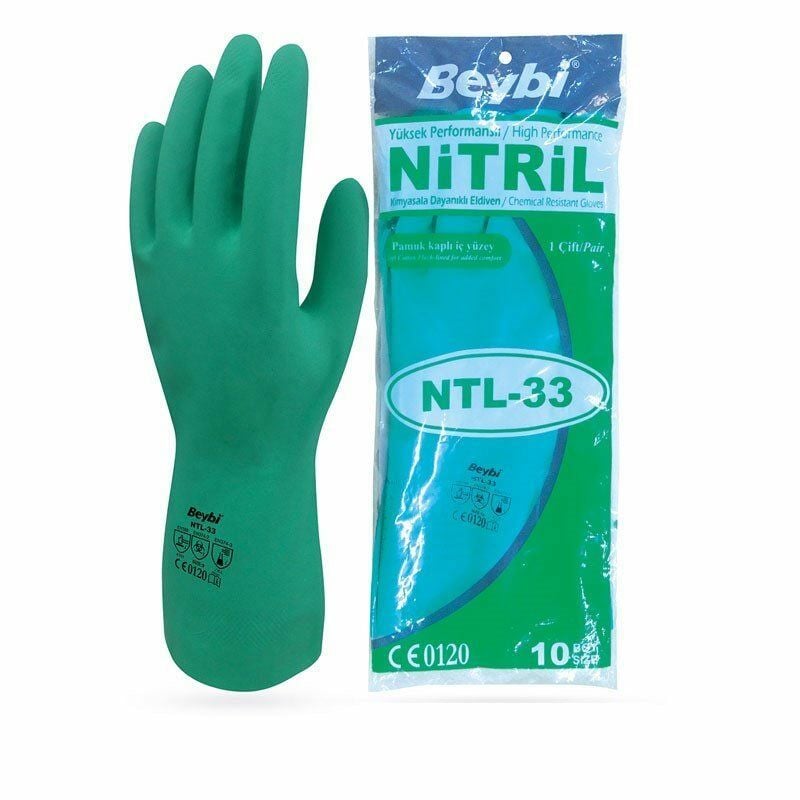 Yeşil Nitril Kimyasal İş Eldiveni NTL-33  (48 Çift )