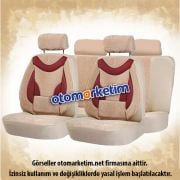 Krem-Bordo Floklu Ortopedik Koltuk Kılıfı