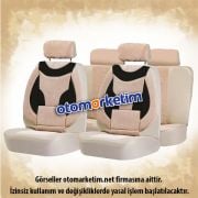 Krem-Siyah Floklu Ortopedik Koltuk Kılıfı