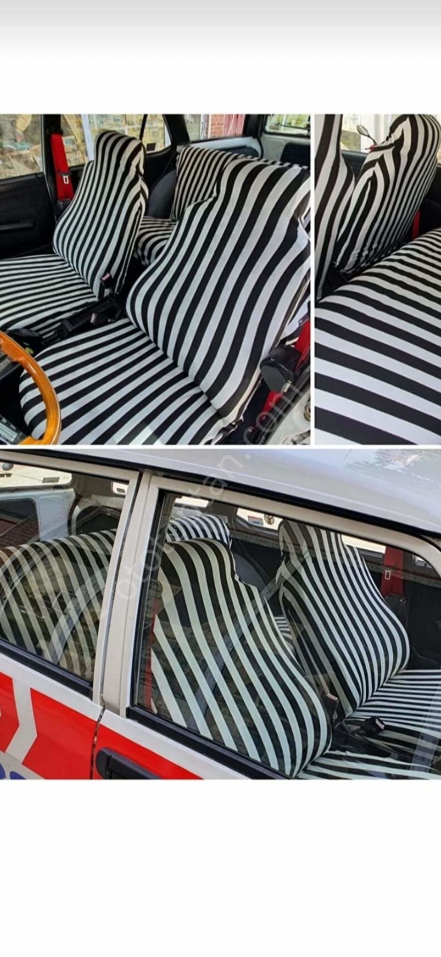 Siyah Beyaz Servis Kılıfı Ön Arka Takım