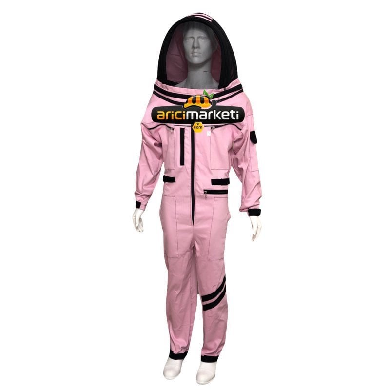 Oval Başlıklı Astronot Tipi Renkli Tam Boy Arıcı Tulum Maske - Kol ve Paçaları Daraltmalı - Ekstra Büyük Beden
