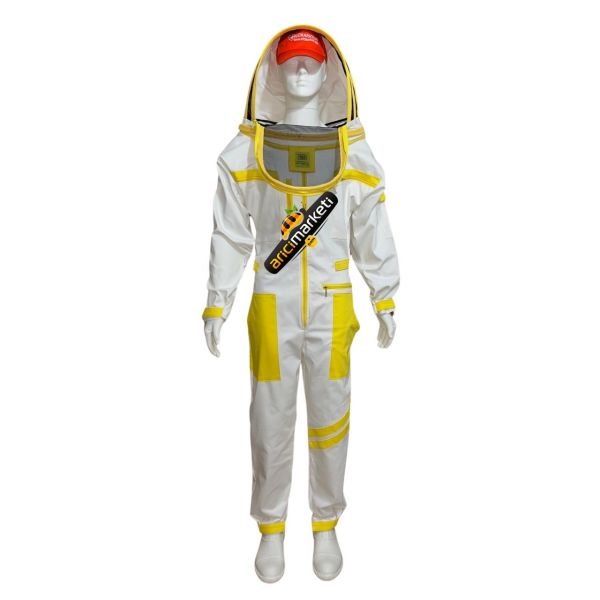 Oval Başlıklı Astronot Tipi  Tam Boy Arıcı Tulum Maske - Kol ve Paçaları Daraltmalı - 7 Cepli