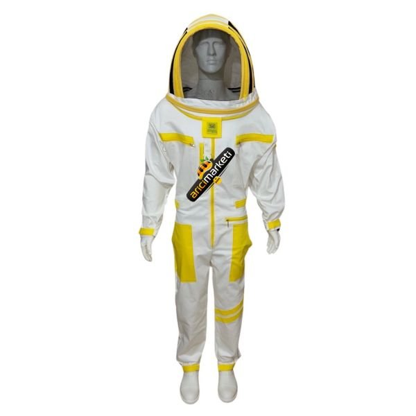 Oval Başlıklı Astronot Tipi  Tam Boy Arıcı Tulum Maske - Kol ve Paçaları Daraltmalı - 7 Cepli