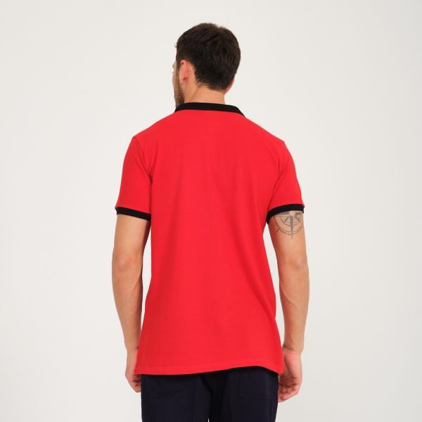 Kırmızı Siyah Çift Renk Polo Yaka İş Tişörtü