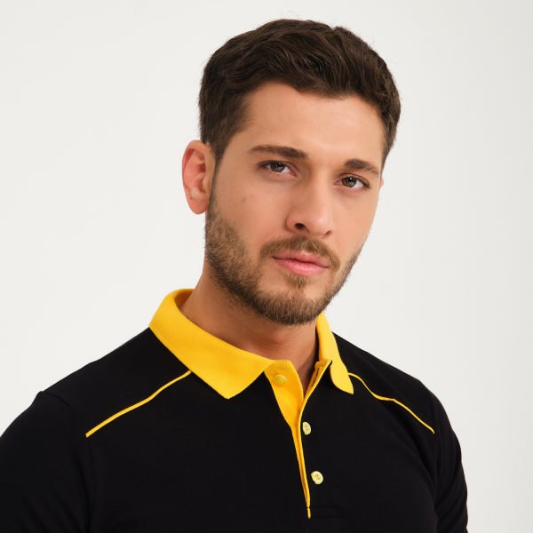 Siyah Sarı Çift Renk Polo Yaka İş Tişörtü