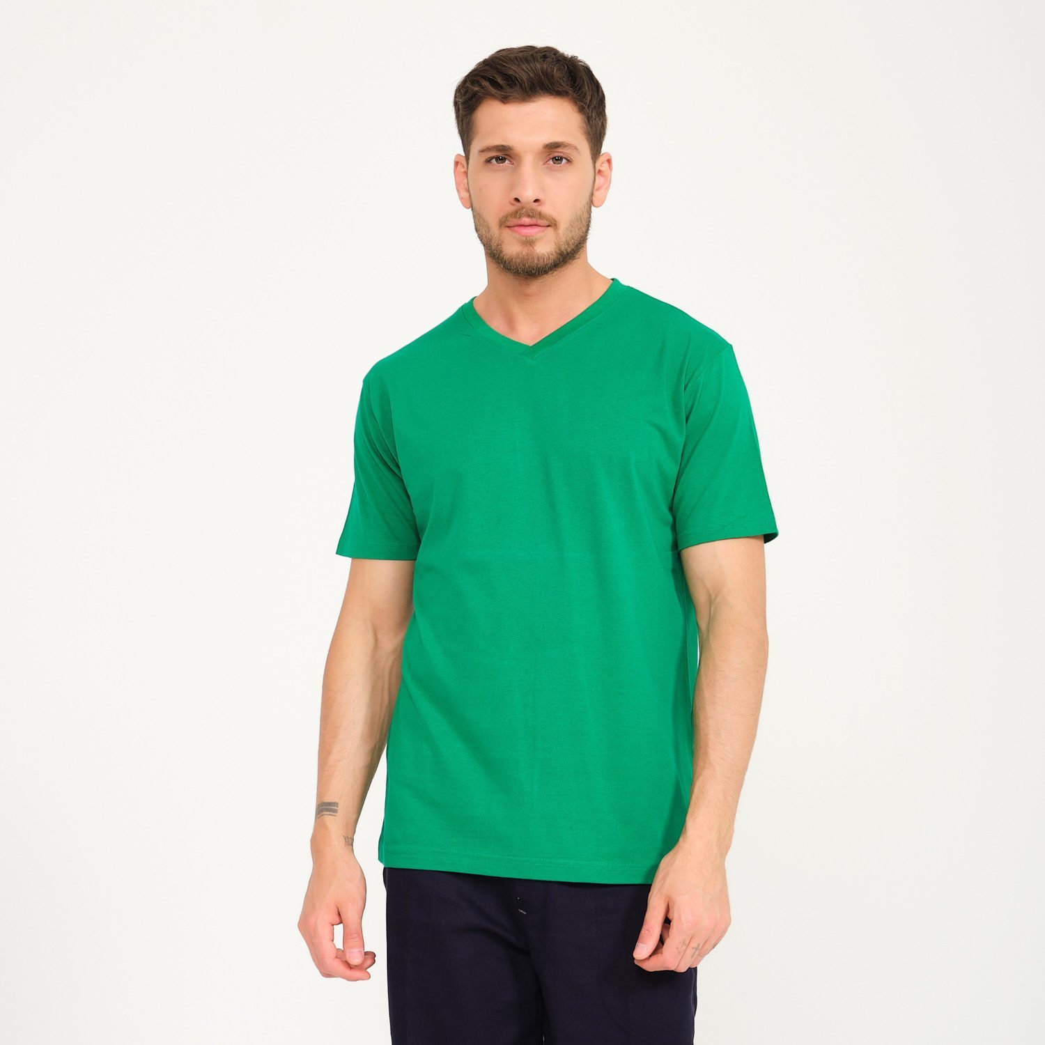 Yeşil V Yaka İş Tişörtü