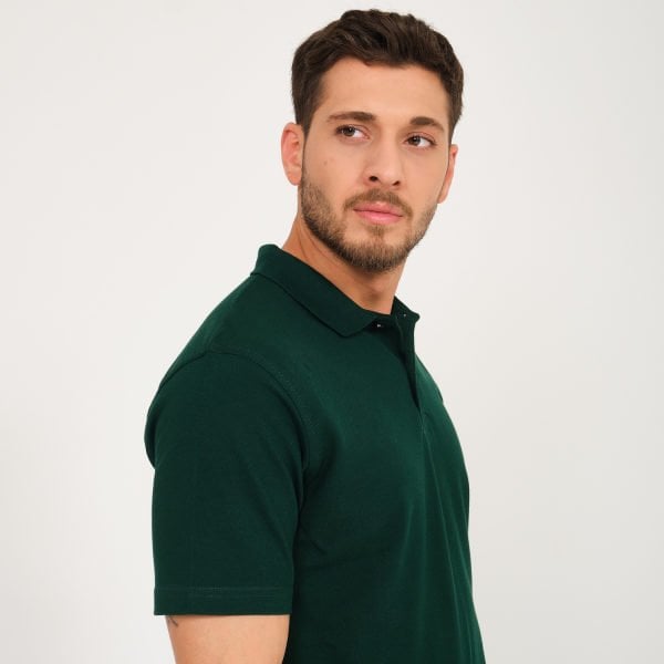 Koyu Yeşil Penye Lacoste Polo Yaka İş Tişörtü