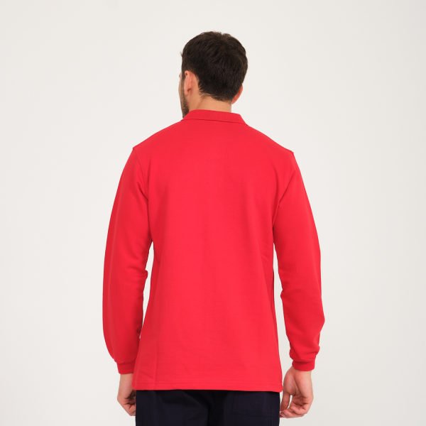 Kırmızı Uzun Kol 1.Kalite Polo Yaka İş Tişörtü