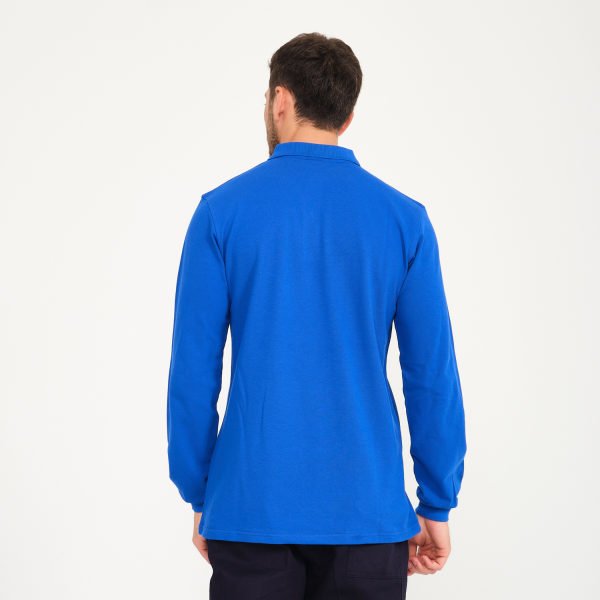 Saks Mavi Uzun Kol 1.Kalite Polo Yaka İş Tişörtü