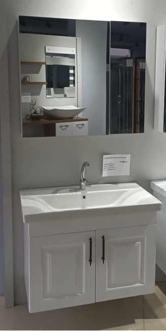80 CM Membran Kapaklı Beyaz Banyo Dolabı