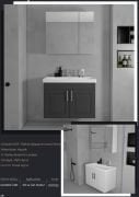 65cm Antrasit Membran Kapaklı Banyo Dolabı