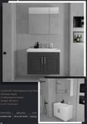 80cm Antrasit Membran Kapaklı Banyo Dolabı