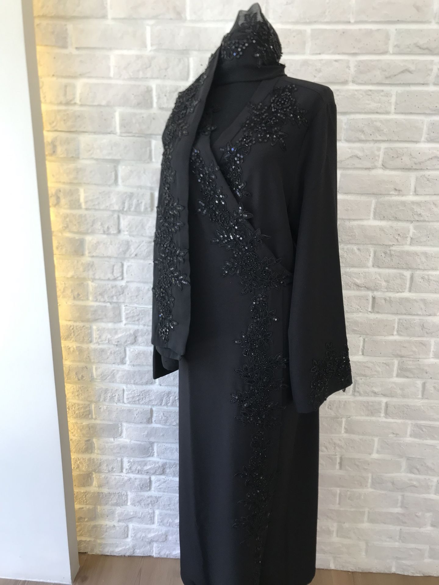 Dantelli Namaz Elbisesi&Başörtüsü | Siyah