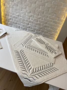 Gümüş Nakış Detaylı Halı Paspas Takımı