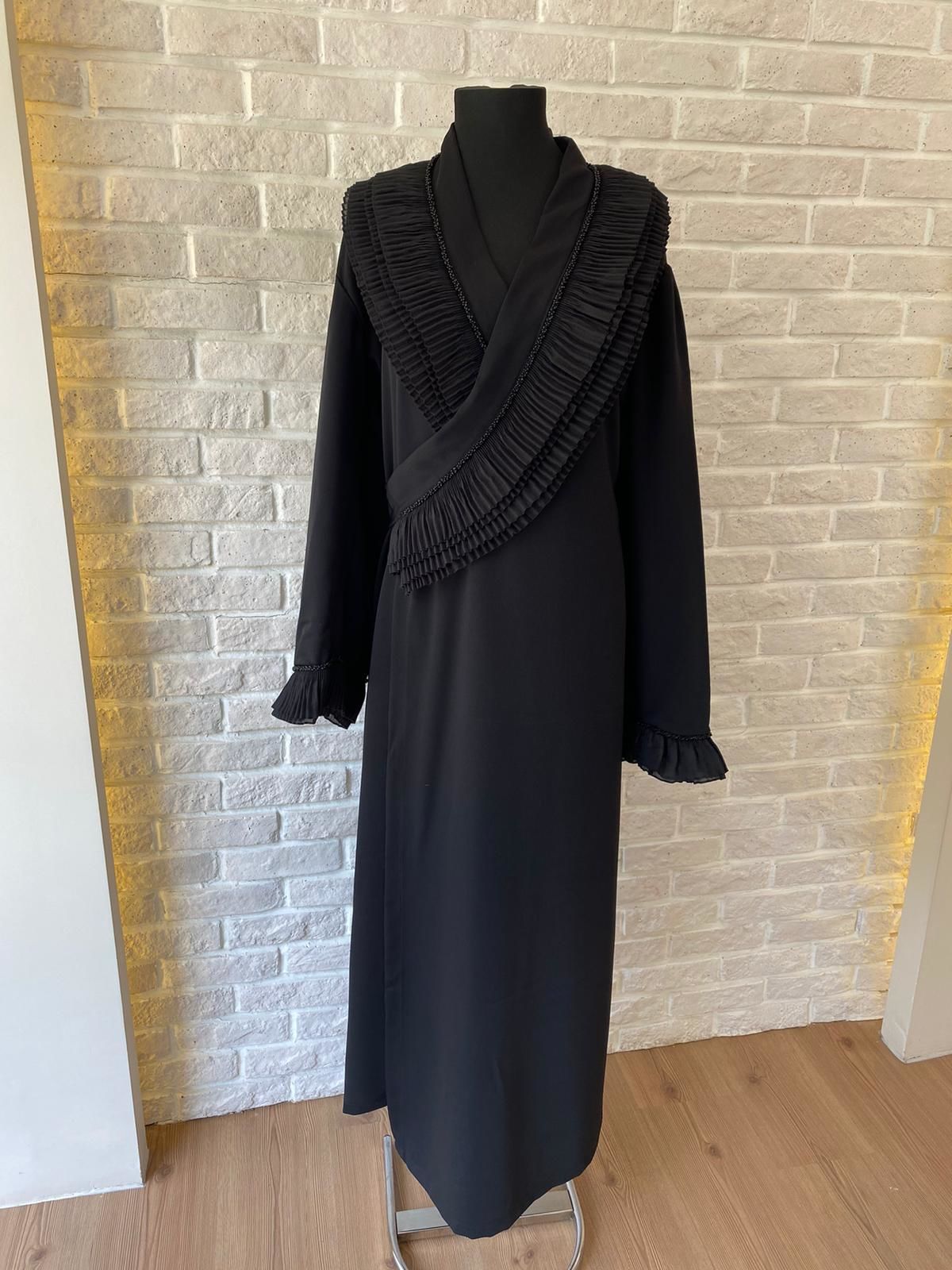 Pliseli Namaz Elbisesi&Başörtüsü | Siyah