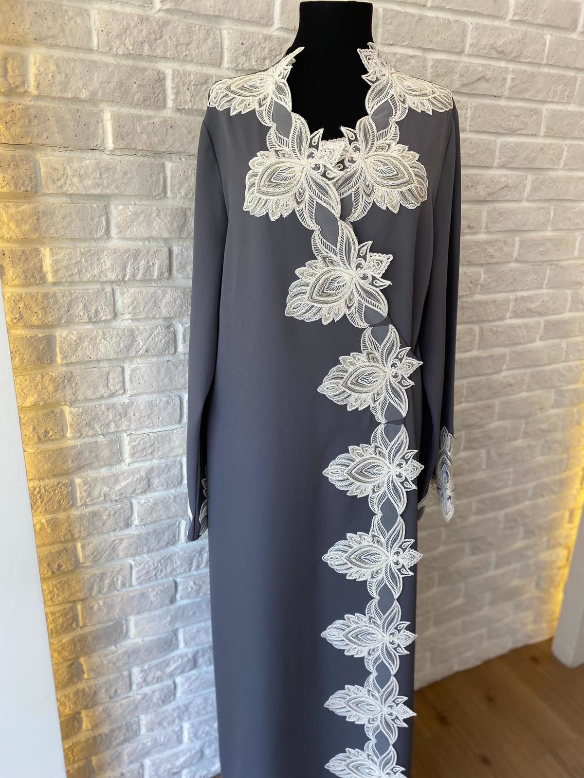 Dantelli Namaz Elbisesi | Antrasit