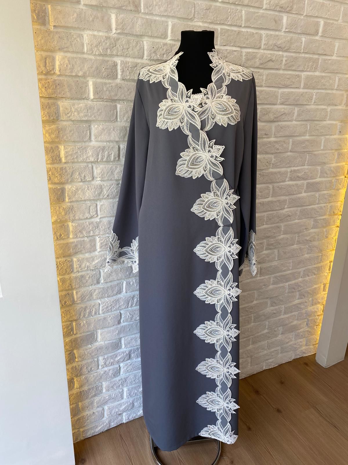 Dantelli Namaz Elbisesi | Antrasit