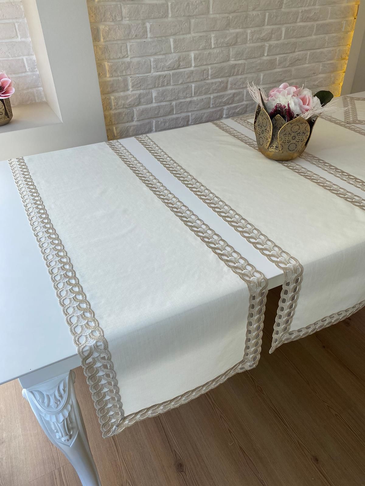 Fransız Dantelli Salon Takımı | EKRU
