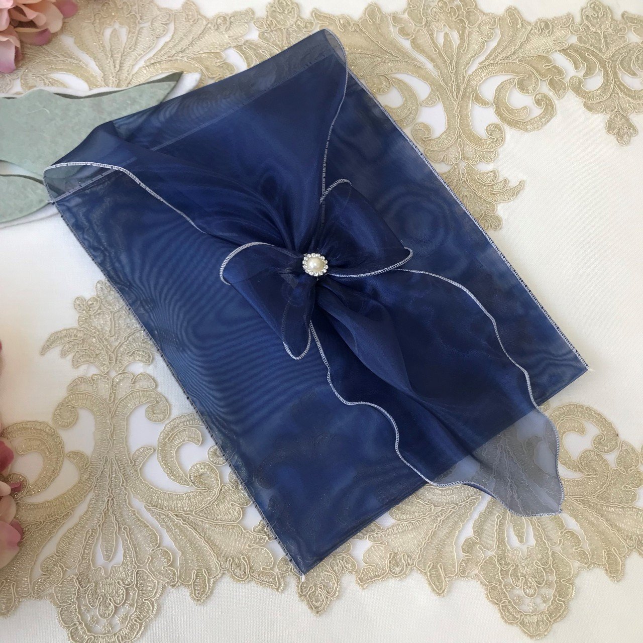 Lacivert Fiyonklu Kese | 25*35 cm