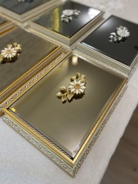 Aynalı, Kapaklı Kutu | Gold