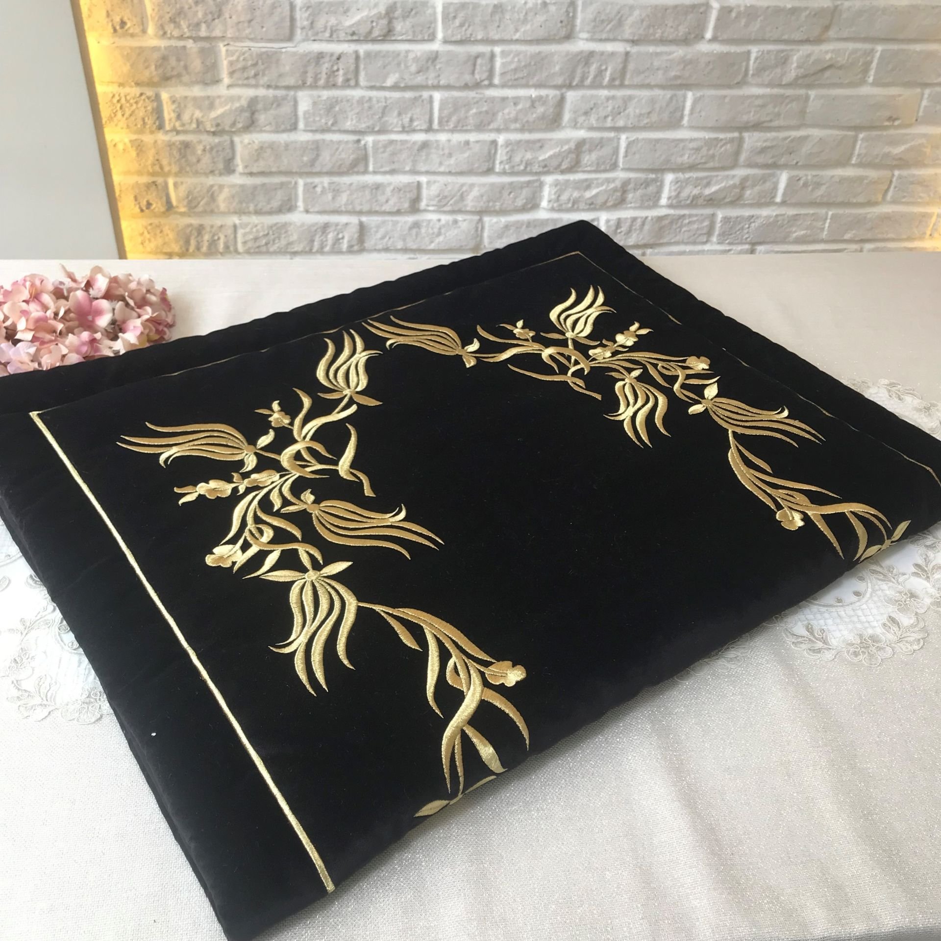 Nakışlı Seccade Takımı | Siyah&Gold