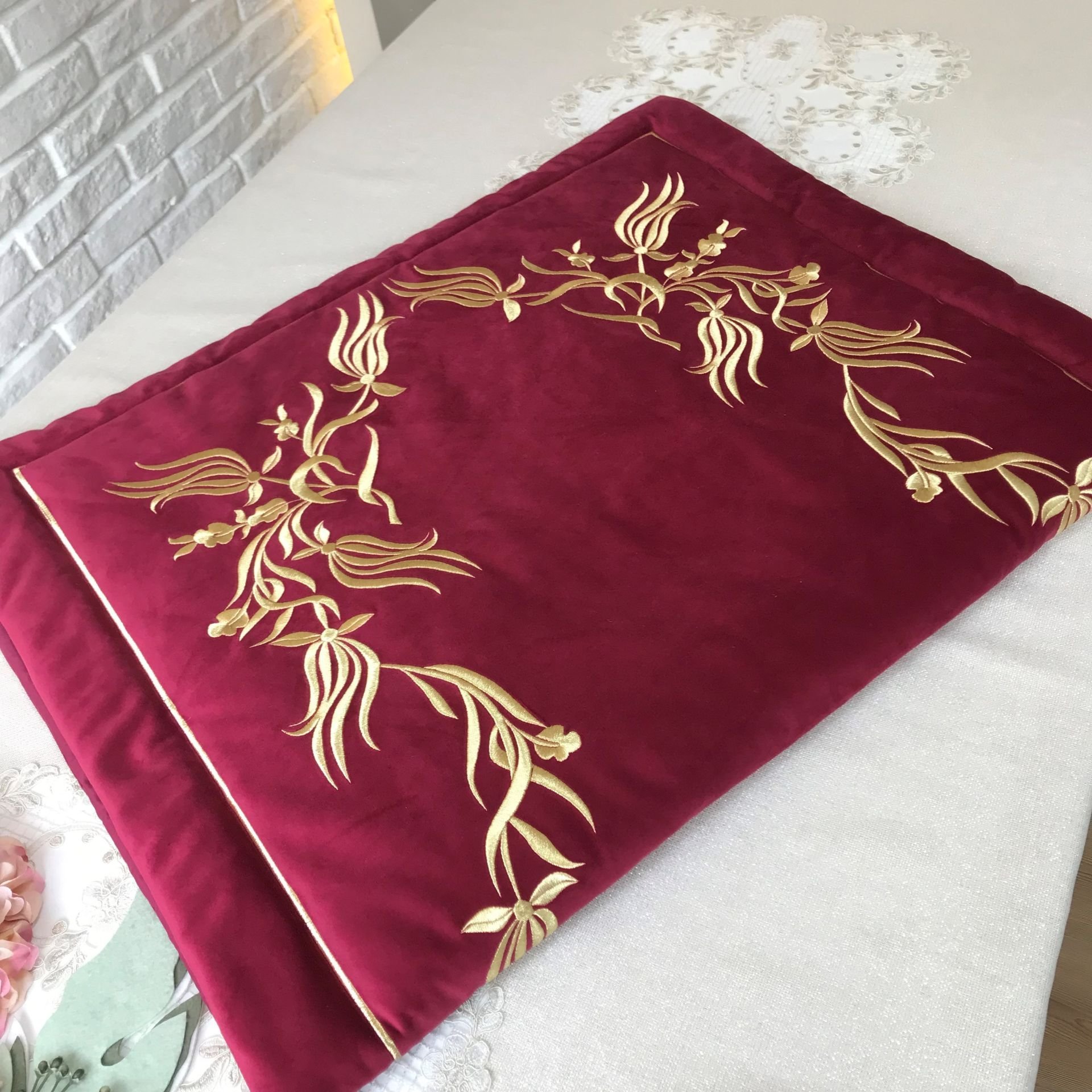 Nakışlı Seccade | Bordo&Gold