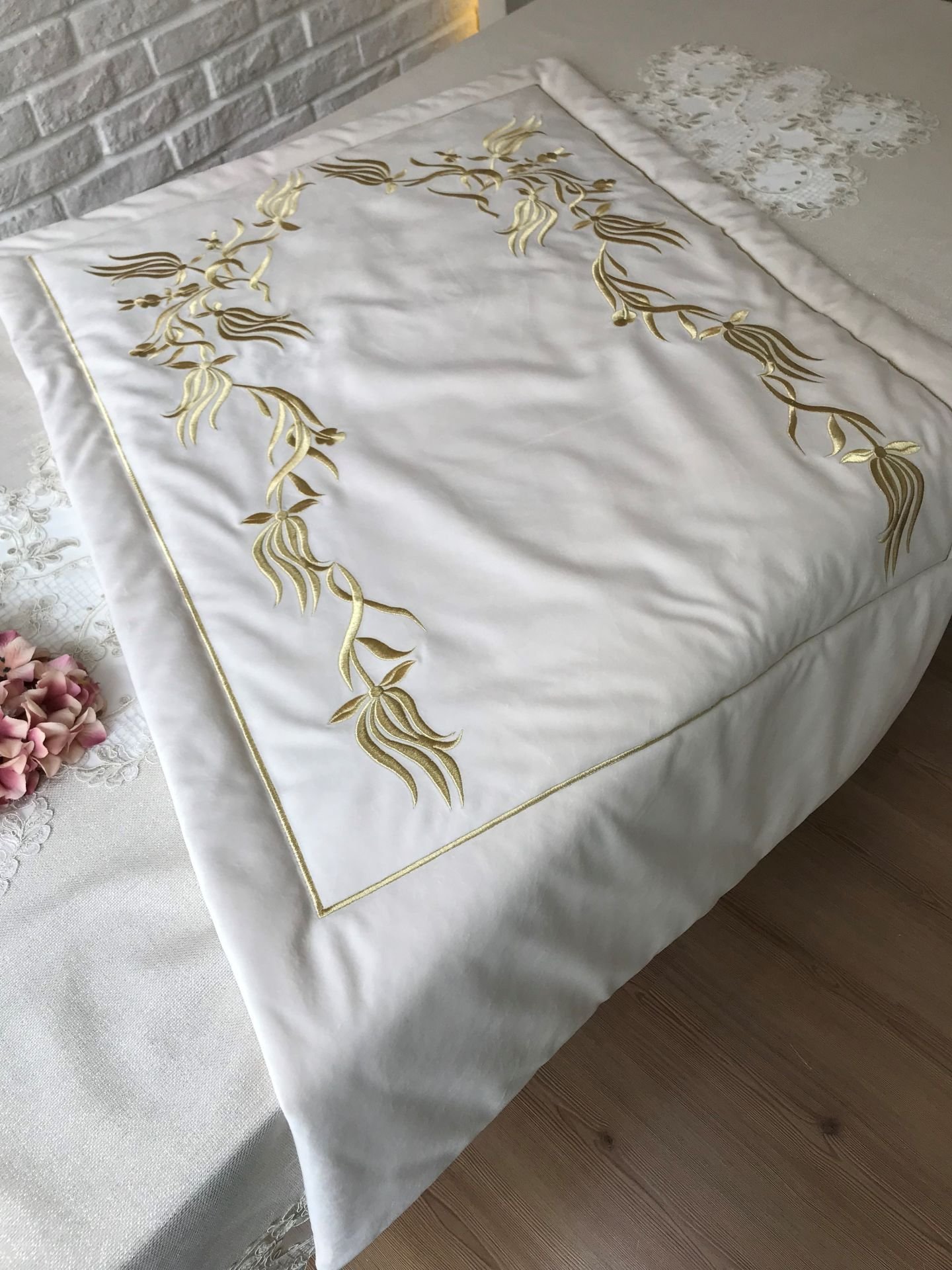 Nakışlı Seccade | Krem&Gold