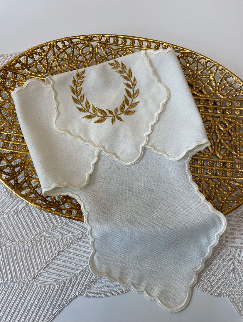 Nakışlı Ekmek Örtüsü | Ekru&Gold