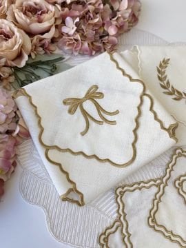 Nakışlı Ekmek Örtüsü | Ekru&Gold