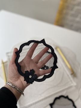 2’li Tül Detaylı Kokteyl Peçetesi | Siyah