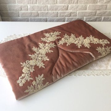Fransız Dantelli Seccade | Gül Kurusu&Gold