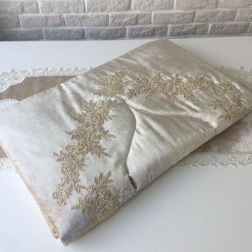Fransız Dantelli Seccade | Cappuccino&Gold