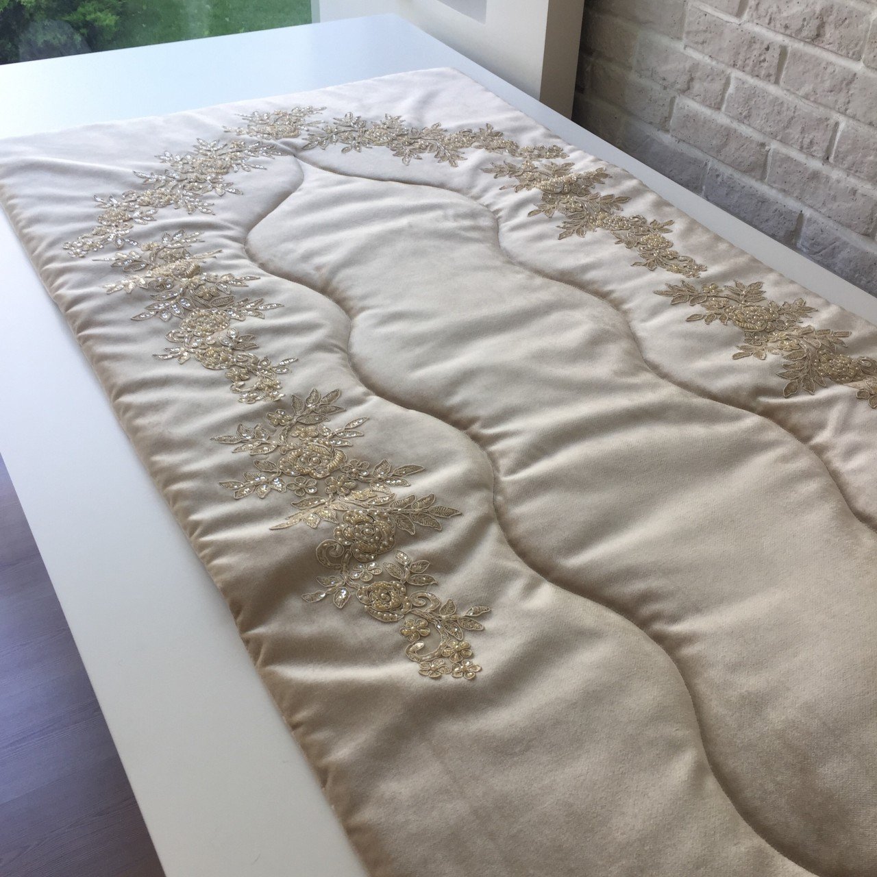 Fransız Dantelli Seccade | Cappuccino&Gold