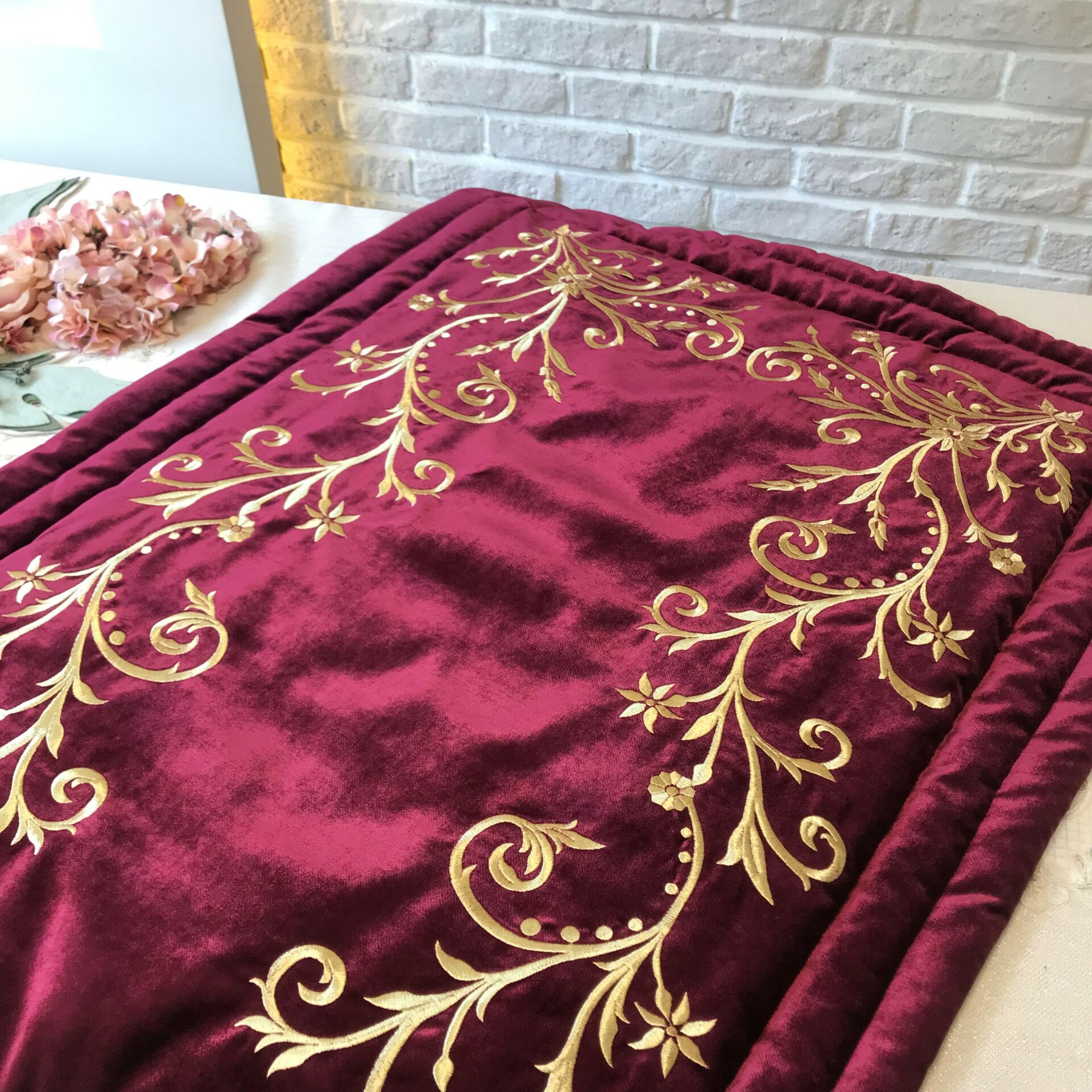 Nakışlı Seccade | Bordo&Gold