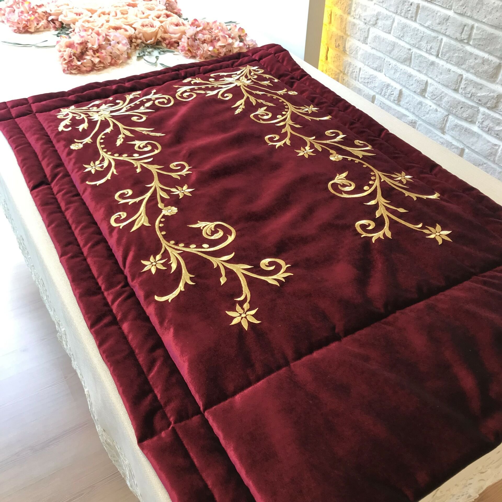 Nakışlı Seccade | Bordo&Gold