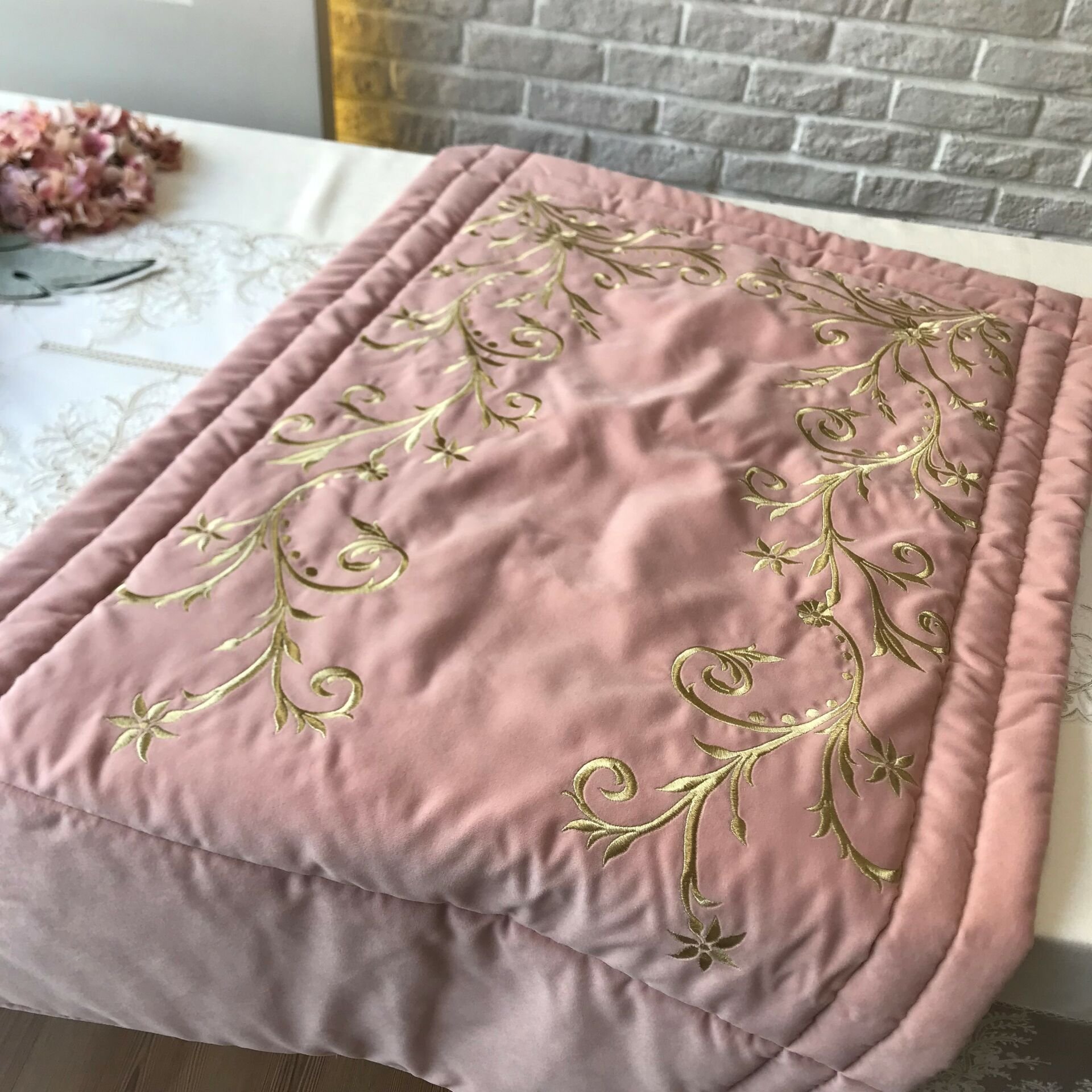 Nakışlı Seccade | Pembe&Gold