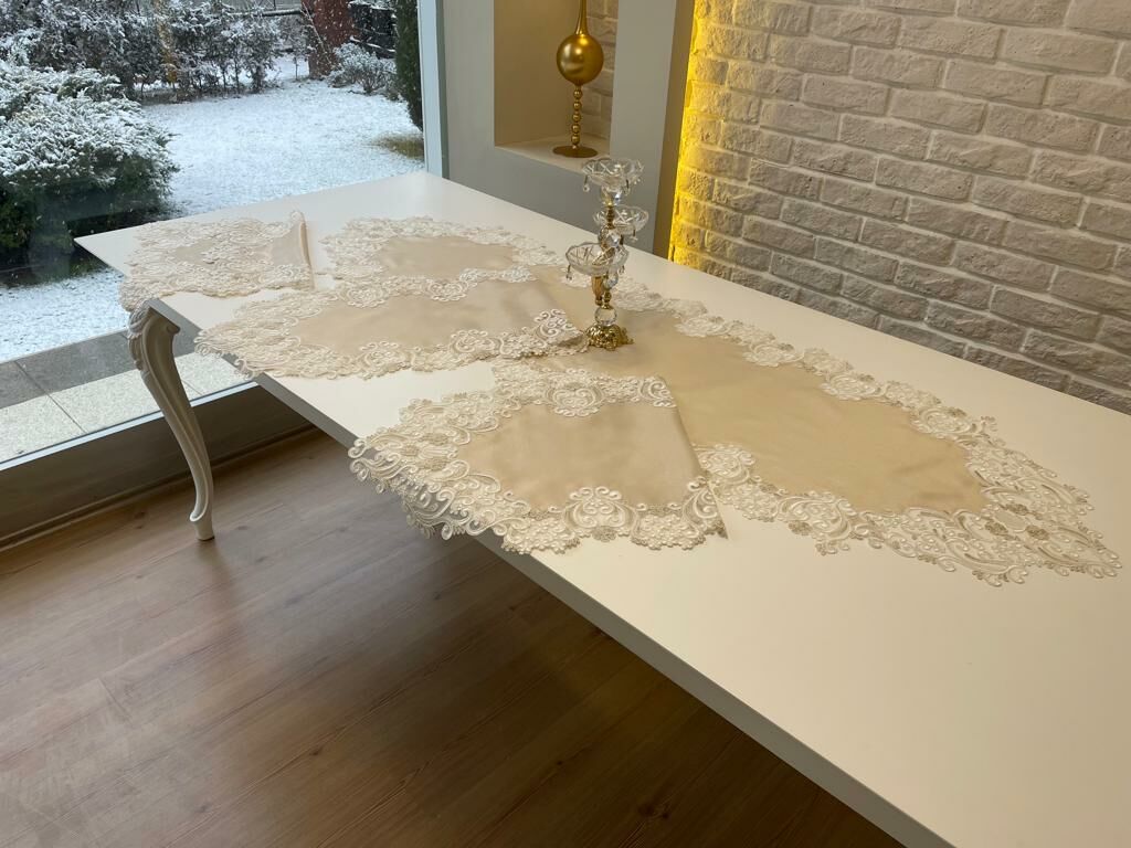 Fransız Dantelli Salon Takımı | Cappuccino