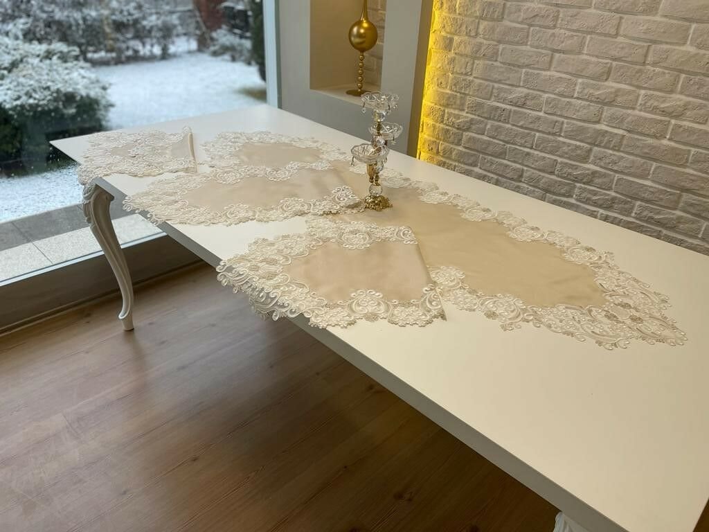 Fransız Dantelli Salon Takımı | Cappuccino
