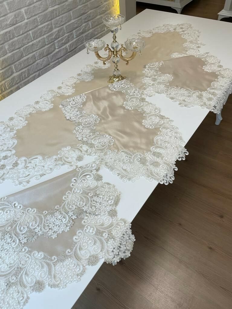 Fransız Dantelli Salon Takımı | Cappuccino