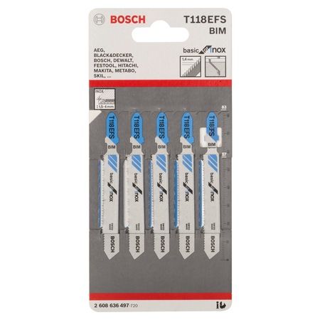 Bosch T 118 EFS Basic For Inox 5'li Dekupaj Testeresi Bıçağı - 2608636497