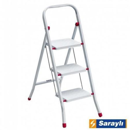 Saraylı Pratik Metal Merdiven Beyaz 3  Basamaklı