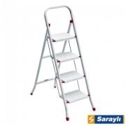 Ennalbur Saraylı Pratik Metal Merdiven Beyaz 4 Basamaklı
