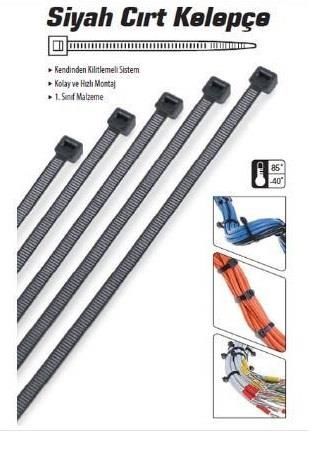 Cırt Kelepçe 8mmx200mm 20cm 100 Adet Siyah